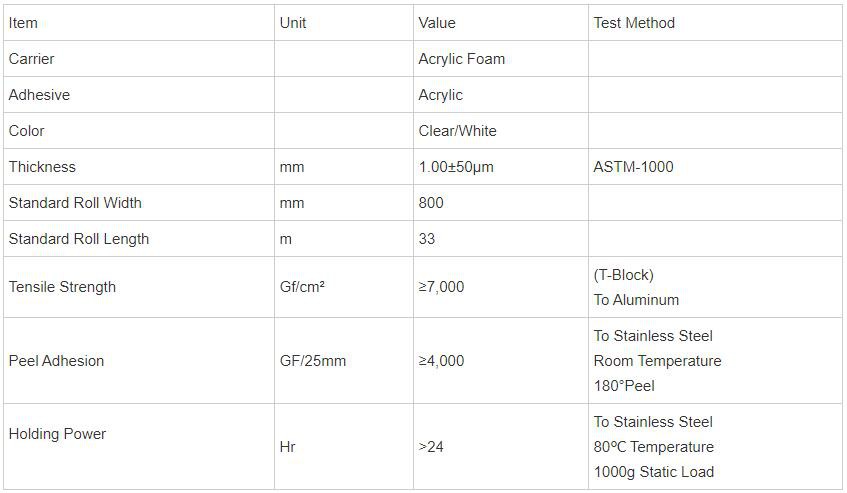 Acrylic Foam Double-Sided Tape Acrylic Foam Double-Sided Tape